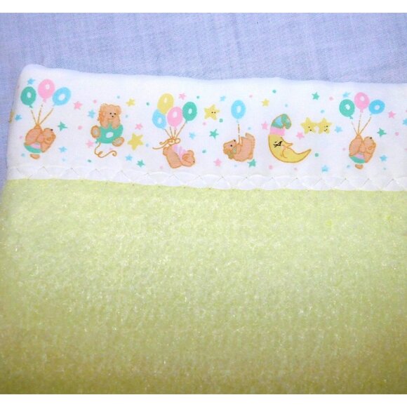 VTG Bunny Esmond Yellow  Baby Crib Blanket Satin Bear Trim UNUSE 36" x 43" - Picture 1 of 8